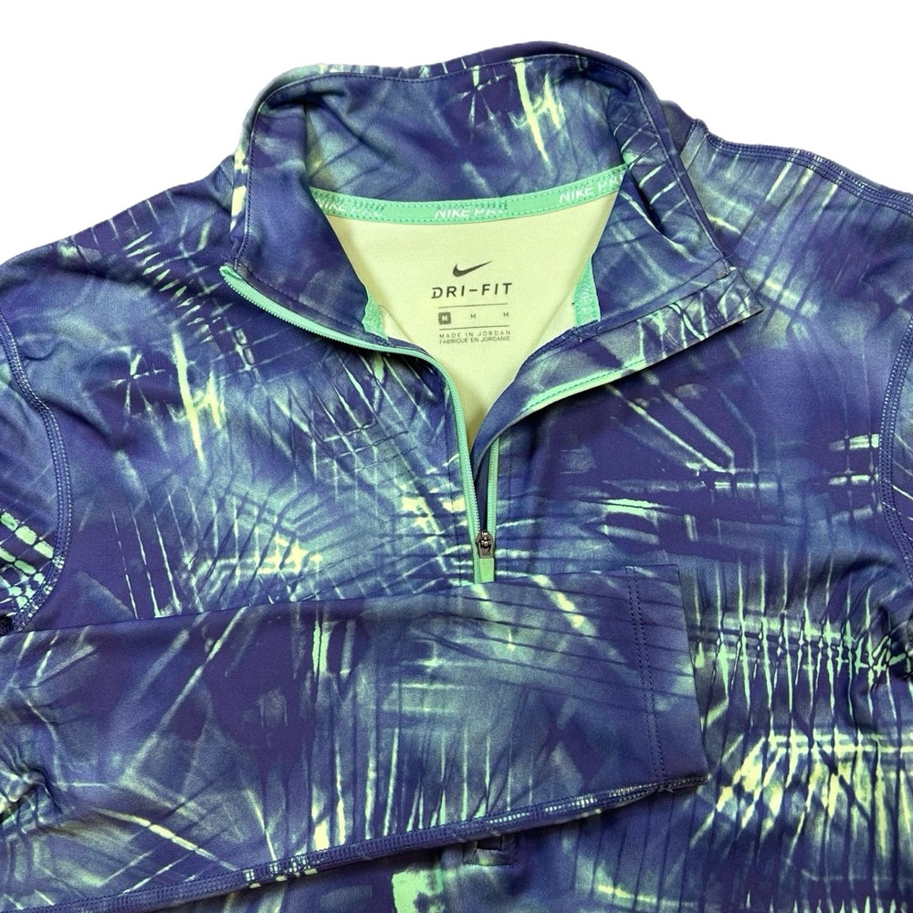 Nike Pro Pullover Women’s Medium Purple and Green Dri-Fit 1/2 Zip Long Sleeve